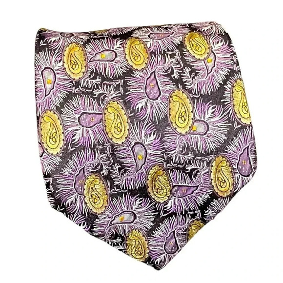 Robert Talbott Best of Class Mens Silk Necktie Purple Gold Ornate Paisley Tie - Picture 10 of 10